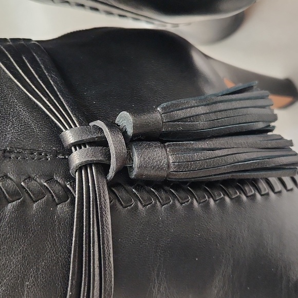 Coach Jessie Silky Nappa Black Leather Heeled Tassell Booties (W Size 10) - Picture 10 of 16